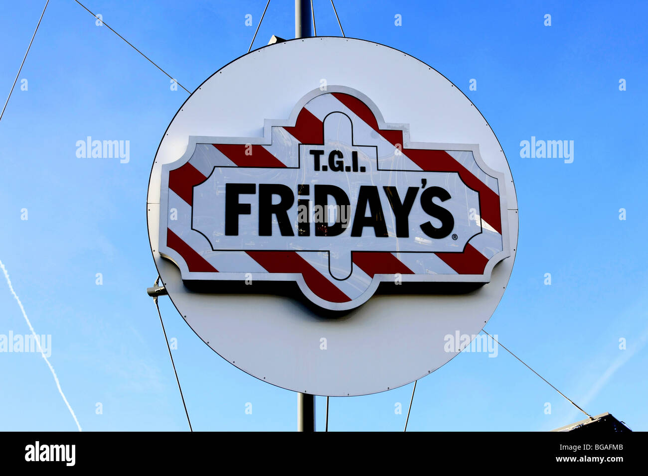 T.g.i Friday's night spot sign Banque D'Images