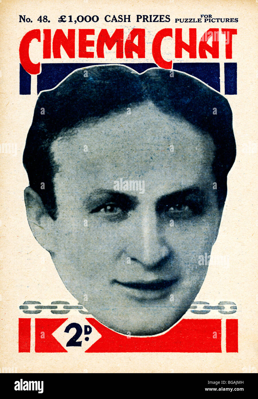 Houdini, Chat Cinéma, 1920 Couverture du magazine avec sa célèbre escapologist qui a fait plusieurs films muets Banque D'Images