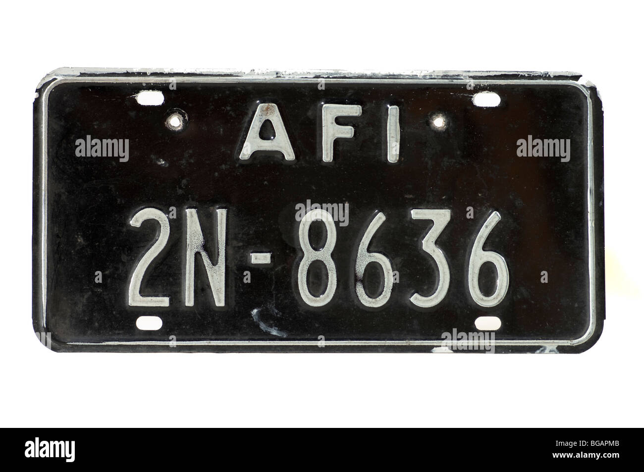 Rare voiture étrangère numéro d'enregistrement émis en plaque à Naples dans les années 1980, le personnel de l'OTAN Banque D'Images