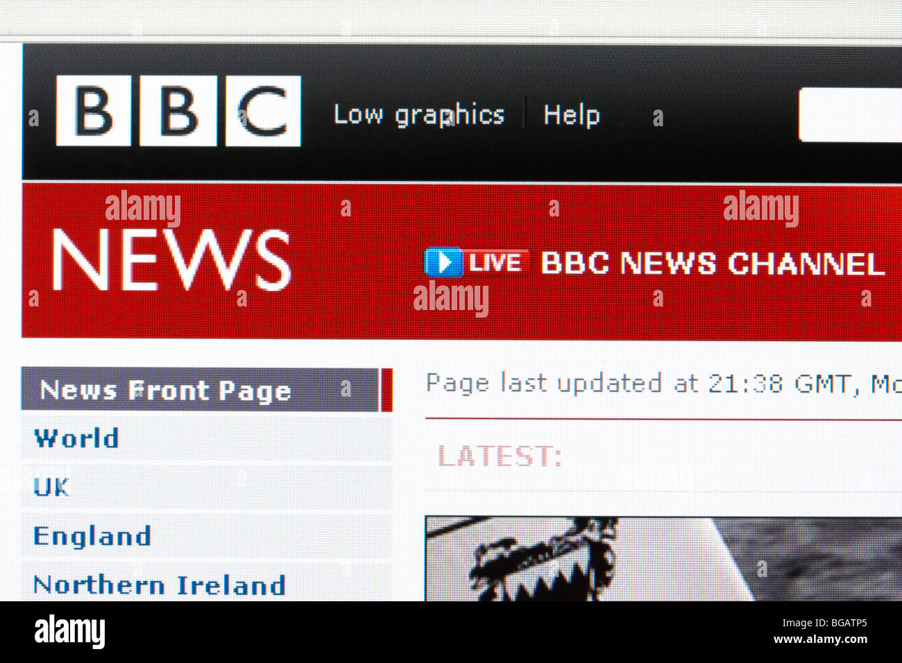 Capture d'écran de BBC News site web pour un usage éditorial uniquement Banque D'Images