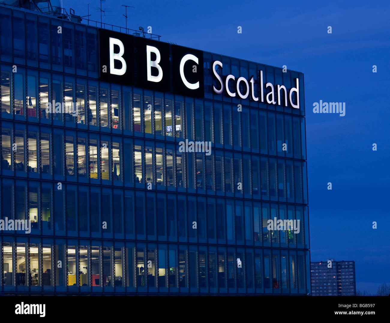 Bâtiment BBC situé sur le côté sud de la rivière Clyde à Glasgow Banque D'Images