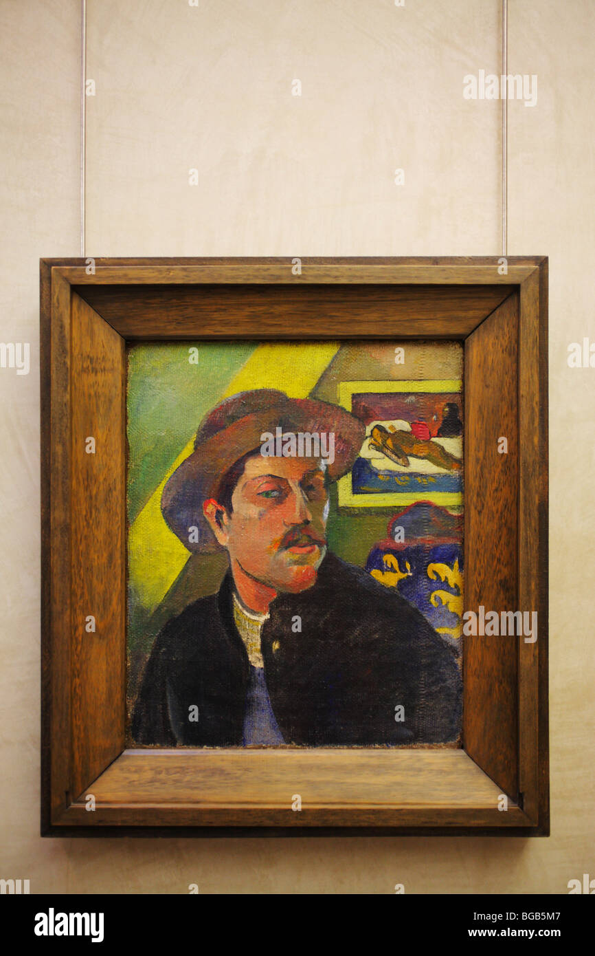 Paul Gauguin Autoportrait avec un chapeau, Musée d'Orsay (Musée d'Orsay), Paris, France Banque D'Images