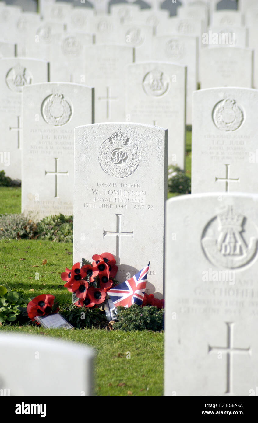 Photographie des tombes de guerre des pierres du souvenir de la première guerre mondiale morts Banque D'Images
