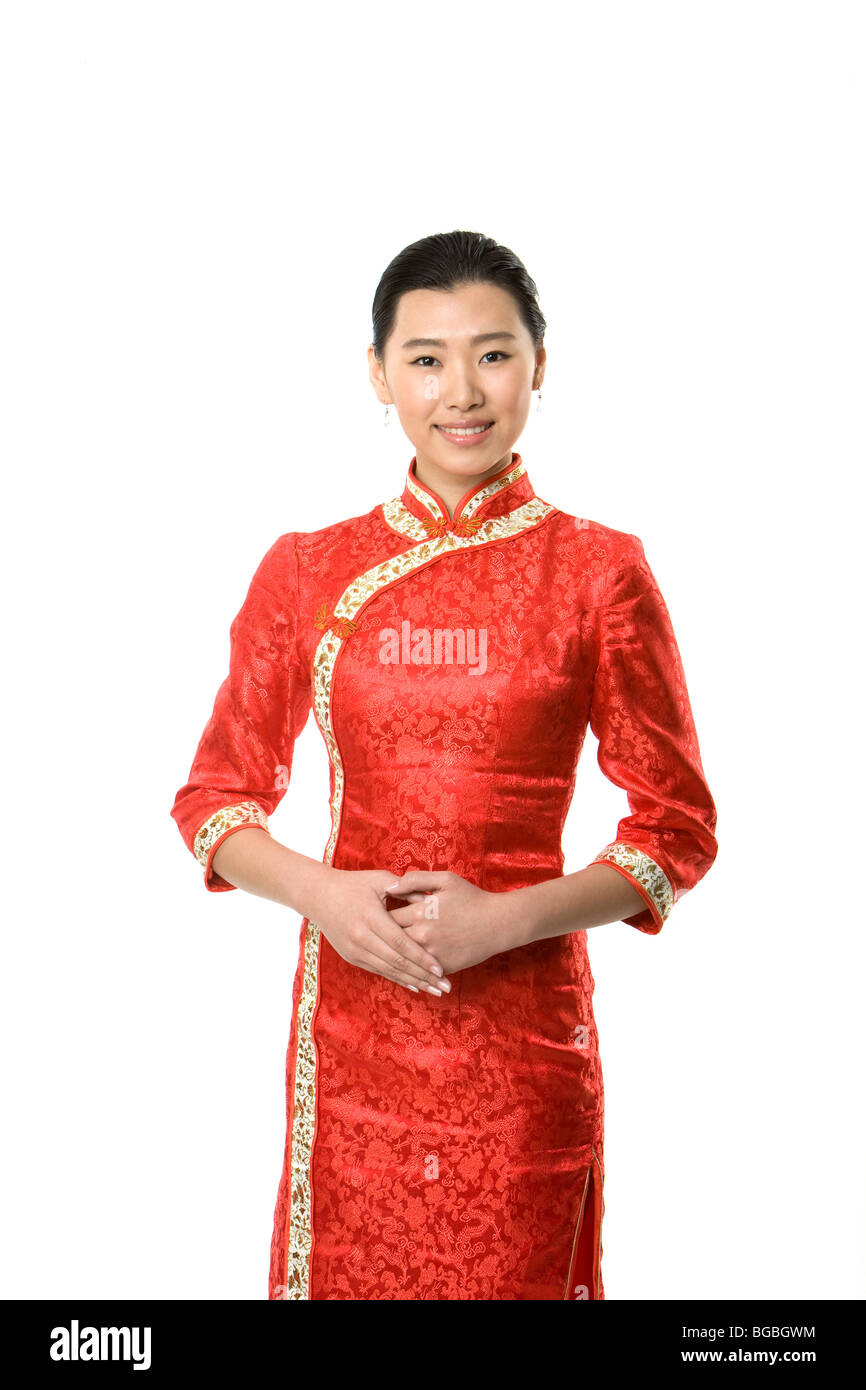 Le personnel de service souriant Banque D'Images