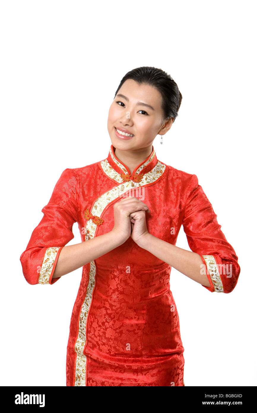 Serveuse Convoyage Meilleurs voeux Banque D'Images