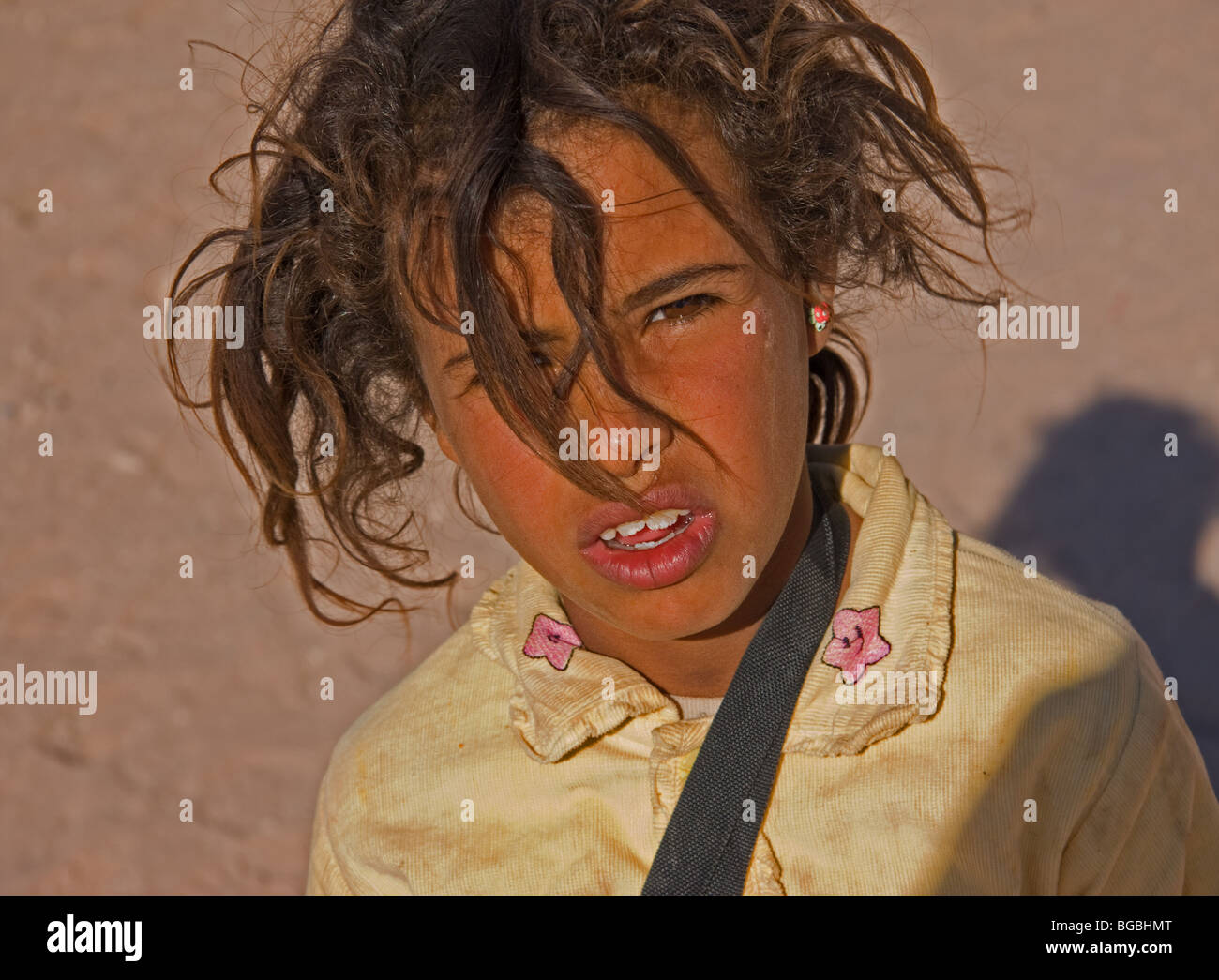 Jeune fille bédouine Petra, Jordanie Banque D'Images