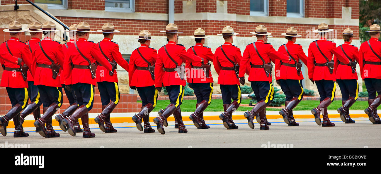 Parade de Sargeant et cérémonie de remise des diplômes à l'École de la GRC, Ville de Regina, Saskatchewan, Canada. Banque D'Images