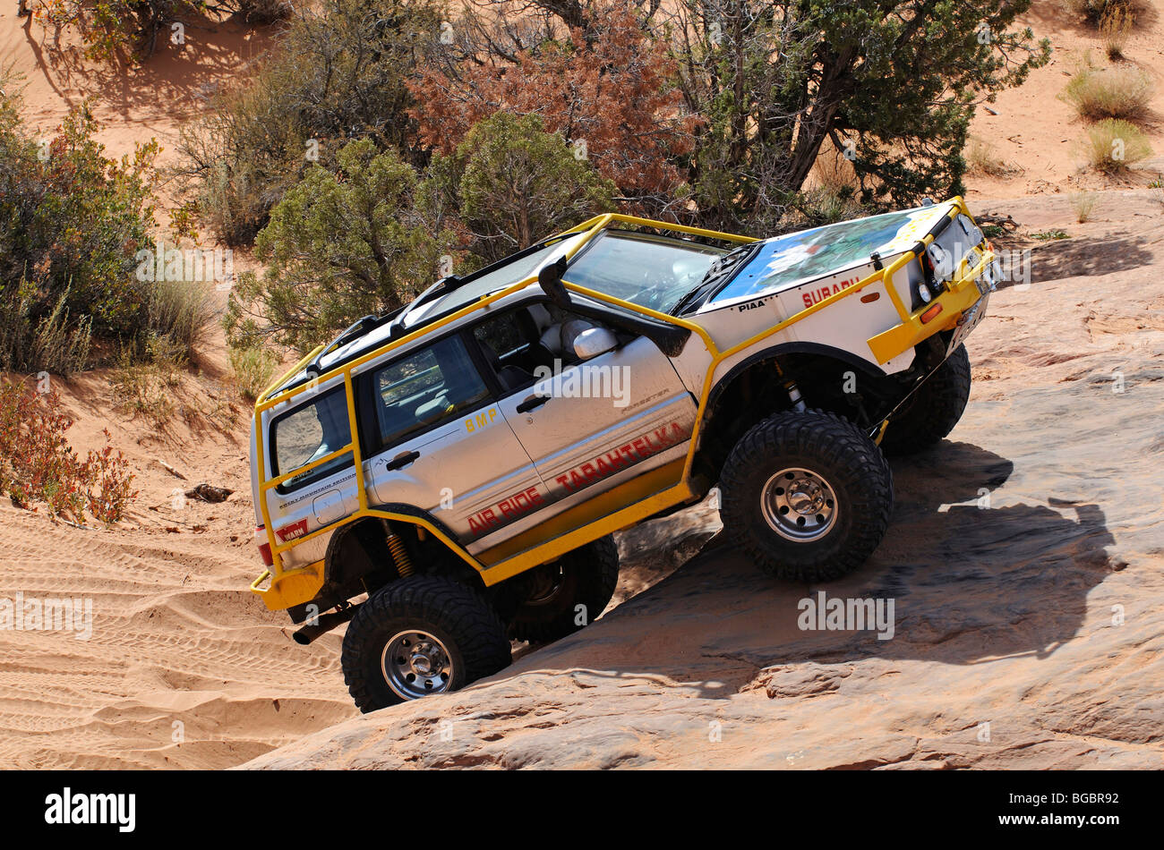 Sur le Jeep Trail Slickrock, Moab, Utah, USA Banque D'Images