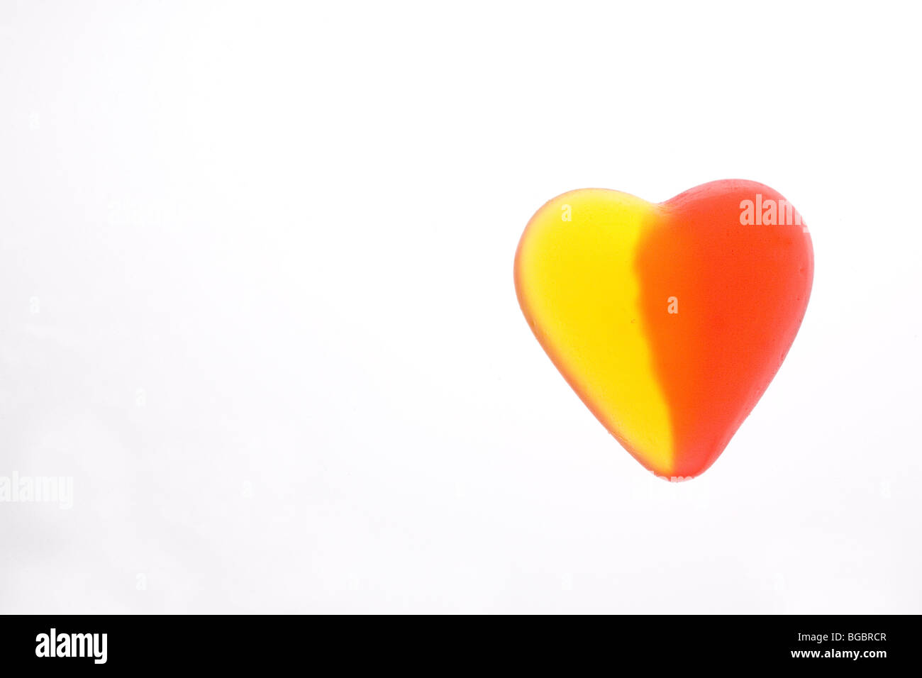 Coeur de bonbons en jaune et rouge jelly Banque D'Images