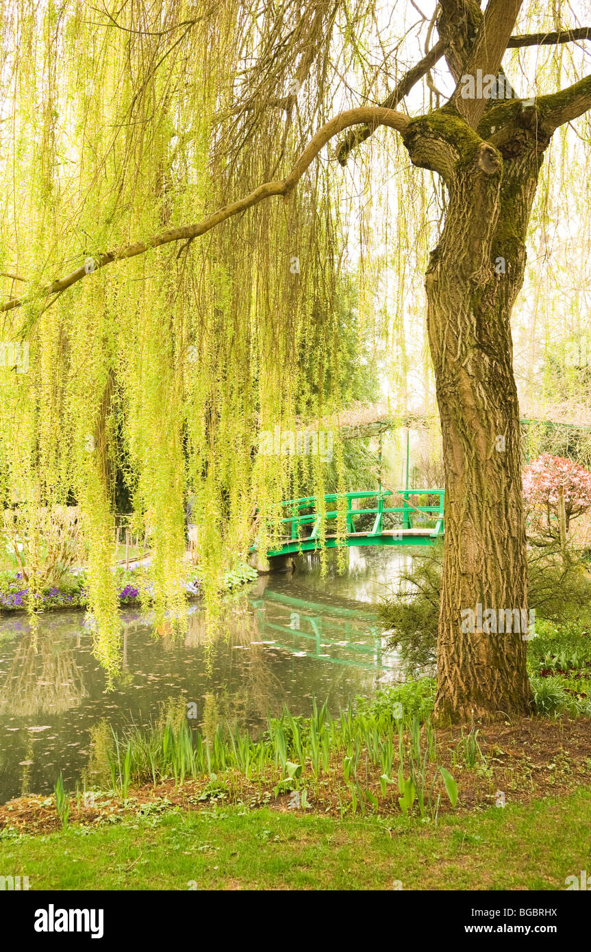 Le célèbre pont et de l'étang qui apparaît souvent dans les peintures de Claude Monet. Banque D'Images