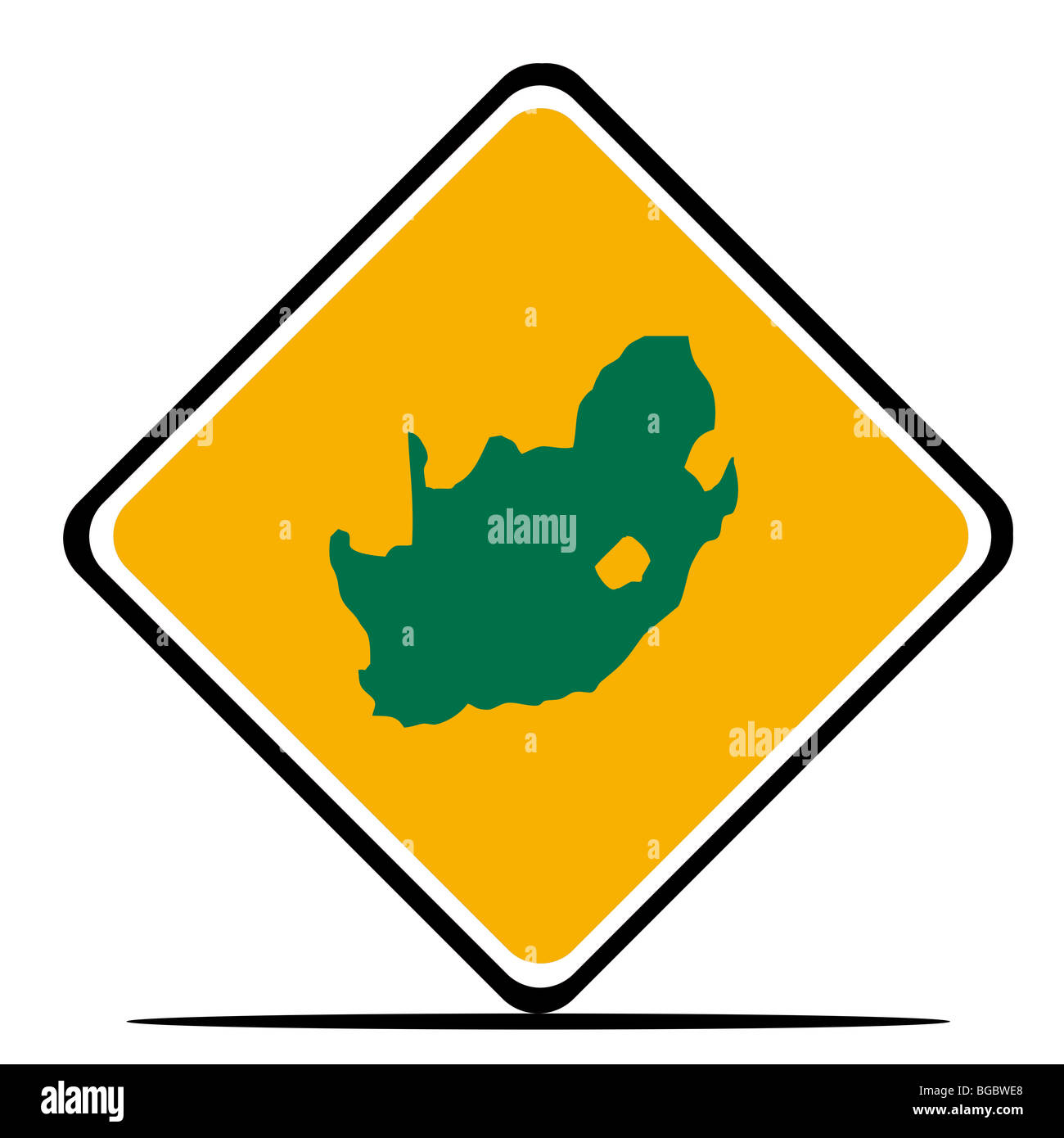 L'Afrique du Sud en couleurs du drapeau des panneaux routiers, isolé sur fond blanc. Banque D'Images