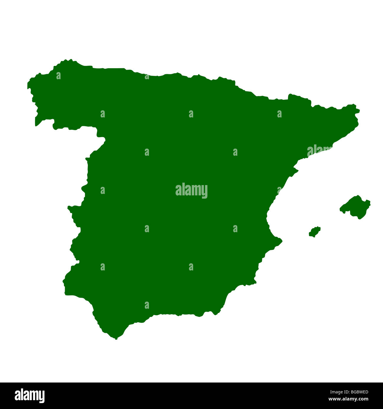 Carte de l'Espagne isolé sur fond blanc. Banque D'Images