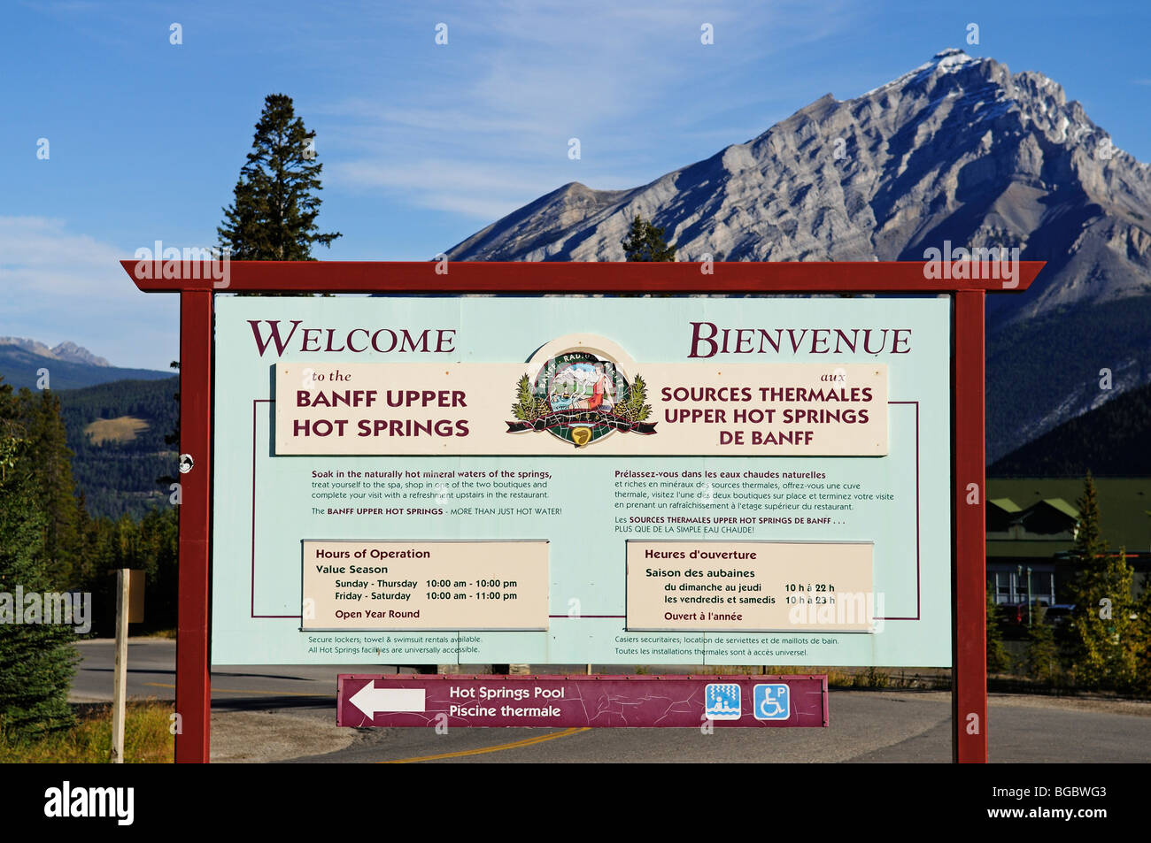 Banff Upper Hot Springs, Banff National Park, Alberta, Canada Banque D'Images
