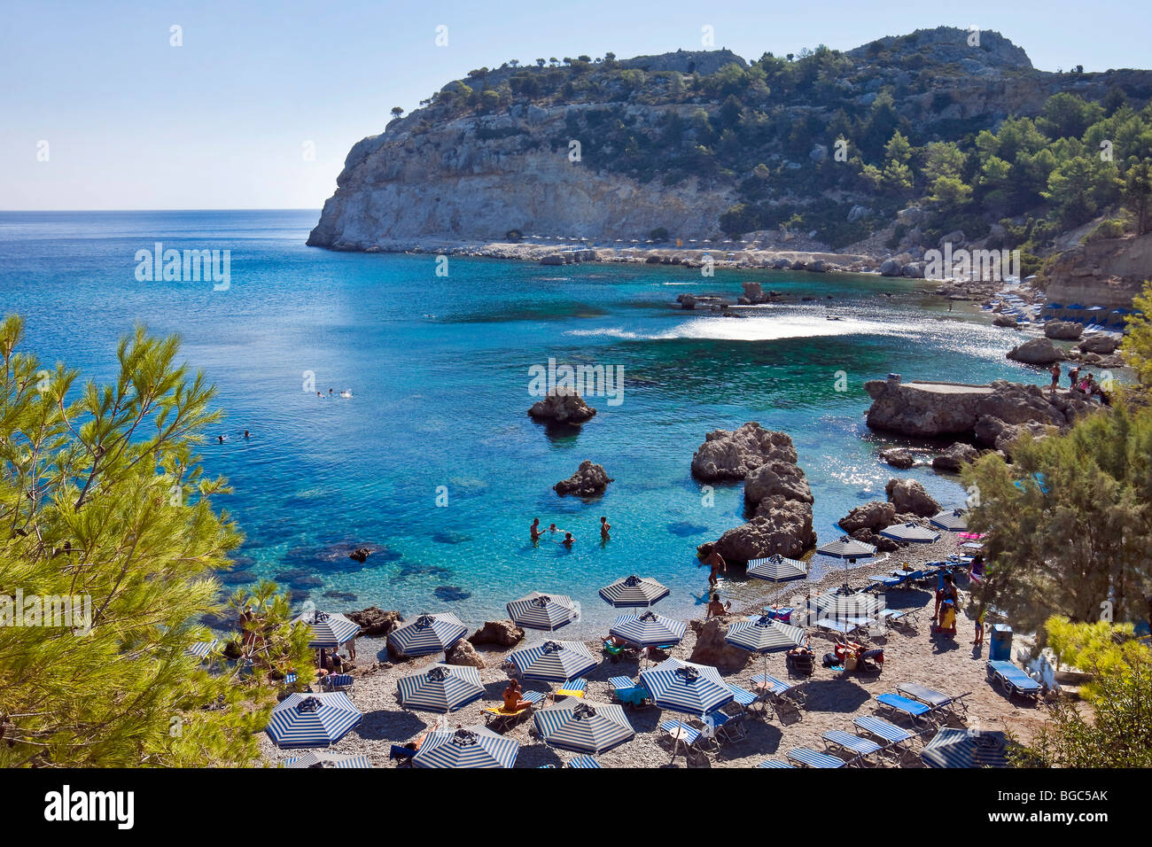 Anthony Quinn Bay, l'île de Rhodes, sur la côte est, de la Grèce, sur la mer Egée, l'Europe du Sud, Europe Banque D'Images