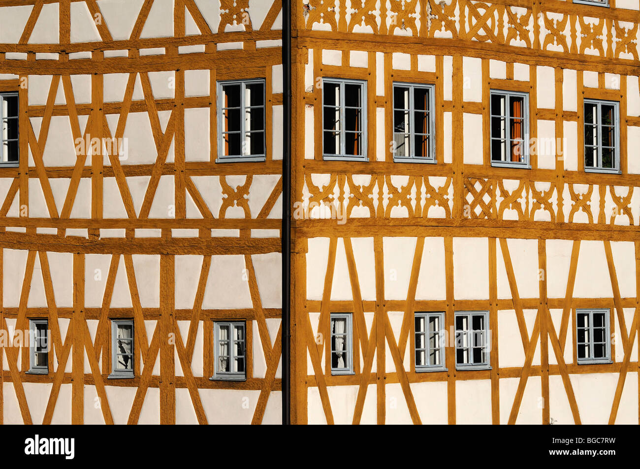 Demi-franconienne timbere sur l'ancienne mairie, milieu du 15ème siècle, Obere Bruecke pont 1, Bamberg, Haute-Franconie, Bavaria, Germ Banque D'Images