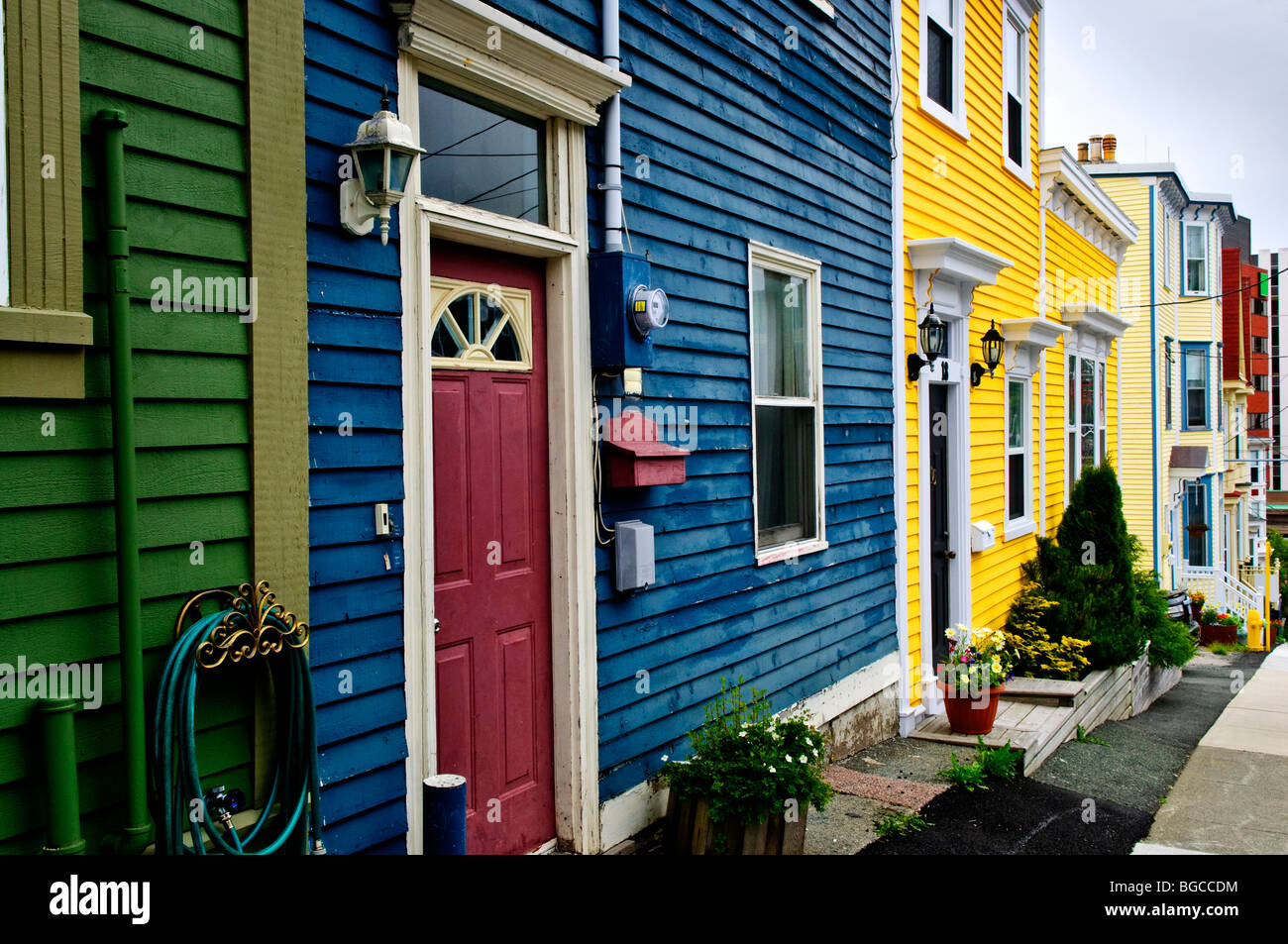 Maisons colorées à Saint-Jean, Terre-Neuve, Canada Banque D'Images