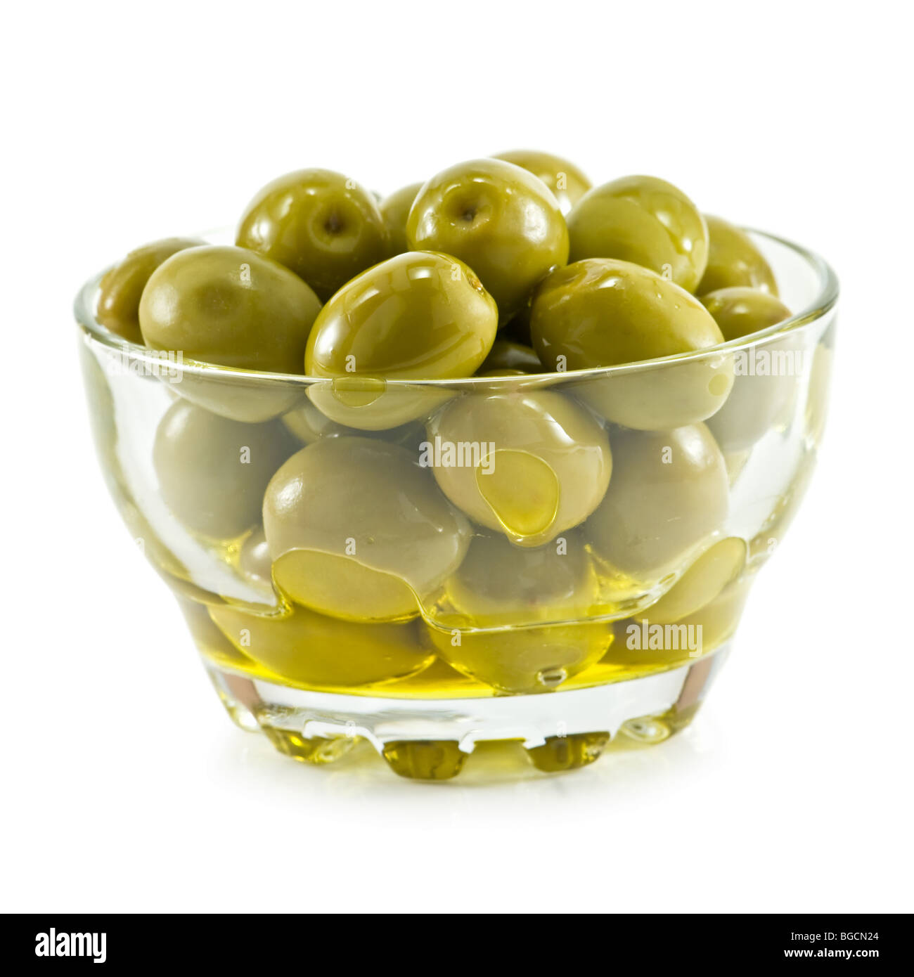 Plaque de verre en vert olive Banque D'Images