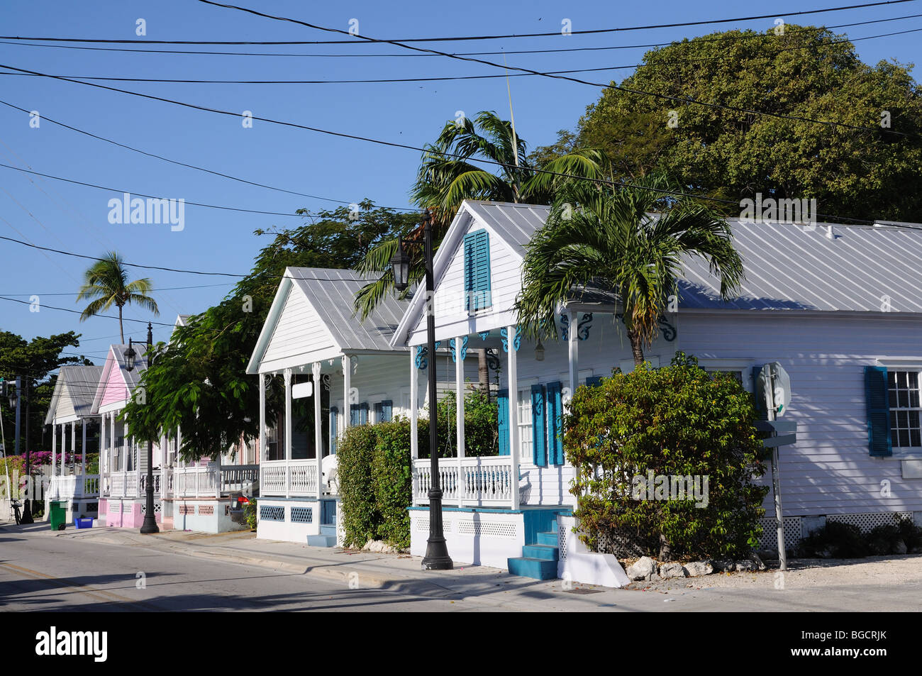 Maisons en bois traditionnelles à Key West, Floride, USA Banque D'Images