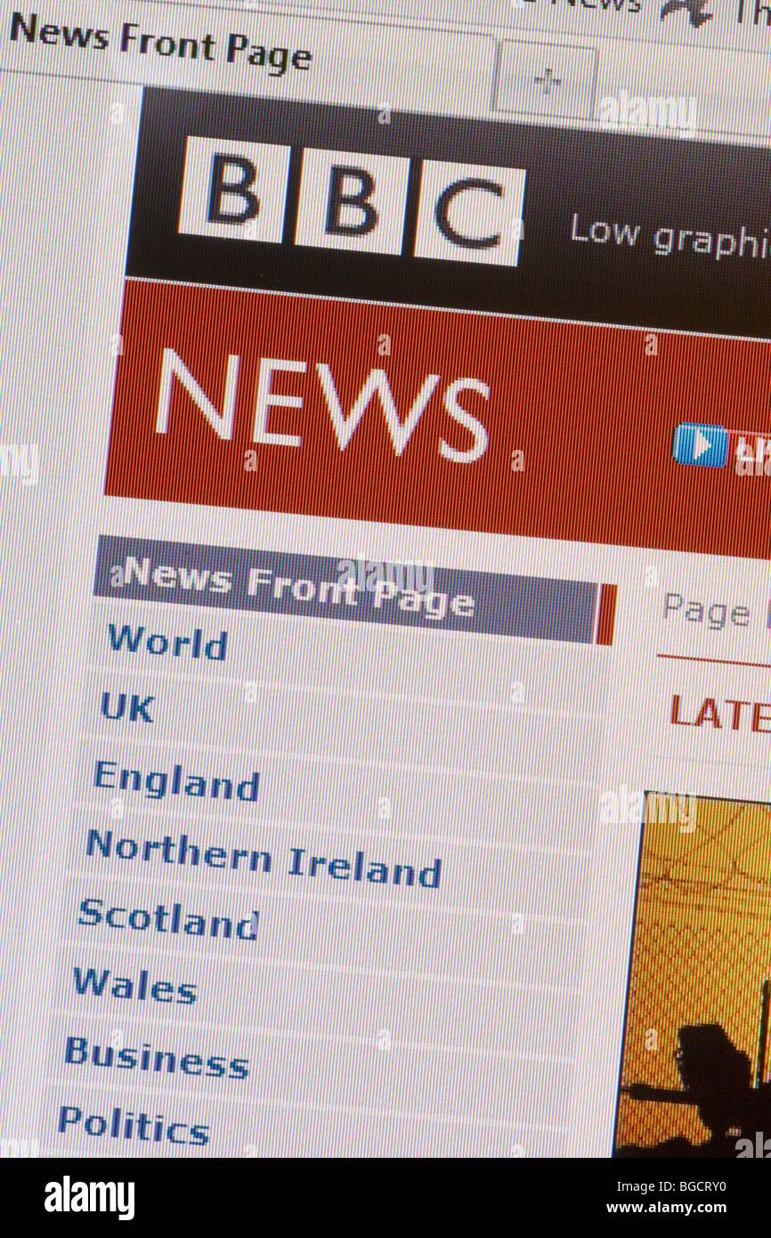 Site Web de BBC News en 2009 Banque D'Images
