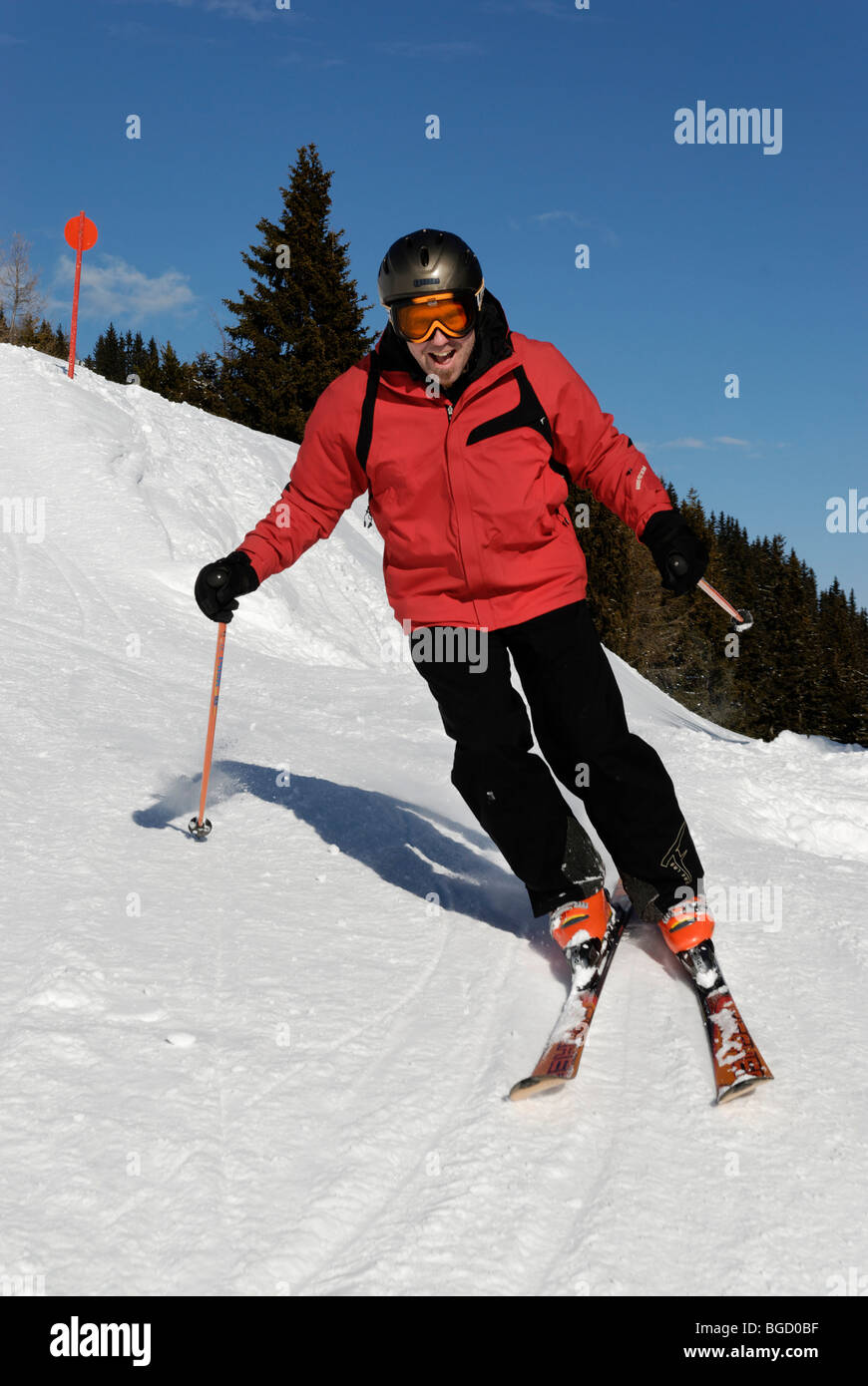 Ski nautique, ski alpin, pistes de ski alpin. Banque D'Images
