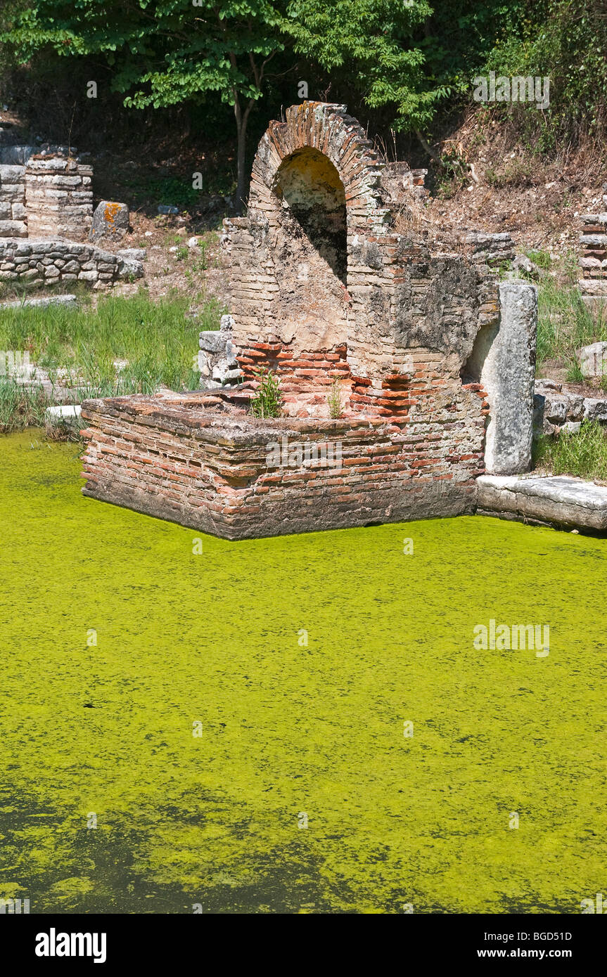 Le reste du sanctuaire d'Asclépios à Butrint ancienne dans le sud de l'Albanie Banque D'Images