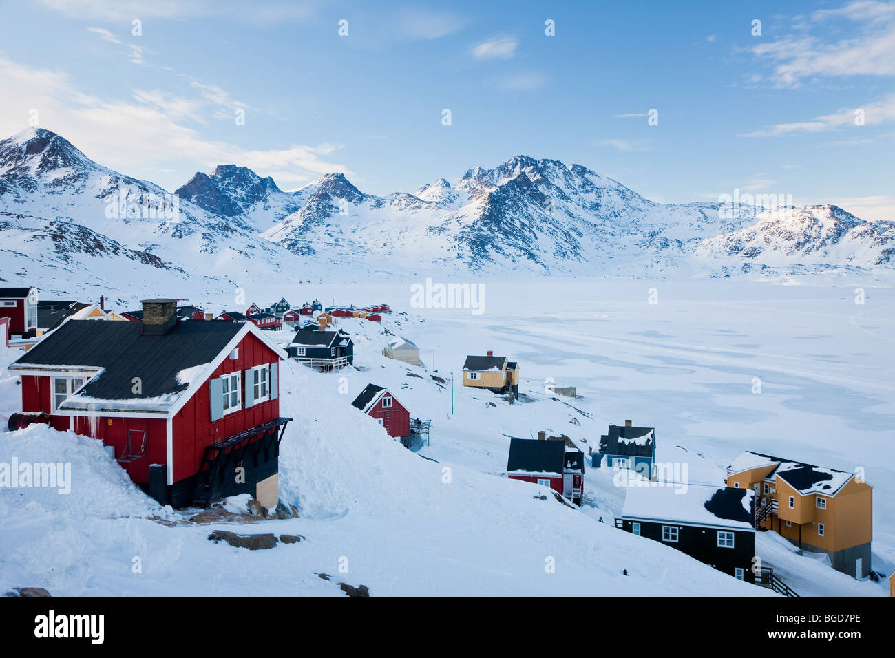 Tasiilaq, au Groenland, l'hiver Banque D'Images