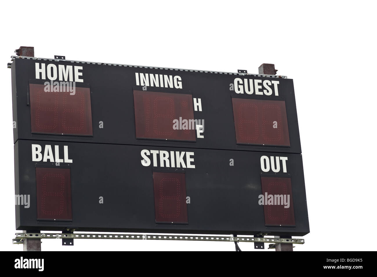 Un tableau de bord de base-ball, Isolated on white Banque D'Images