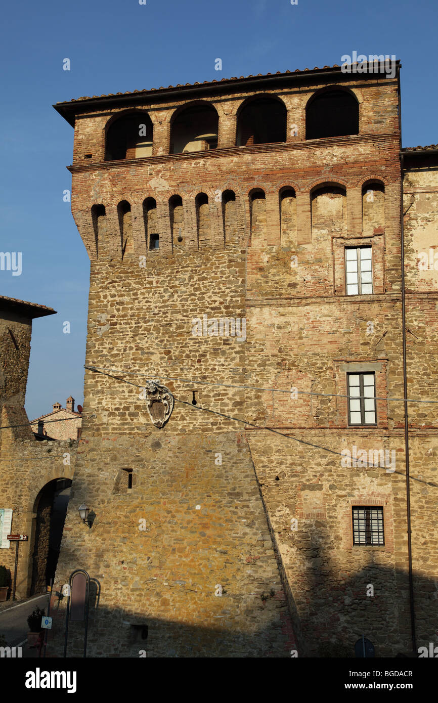 Maison médiévale avec loggia à Panicale Banque D'Images