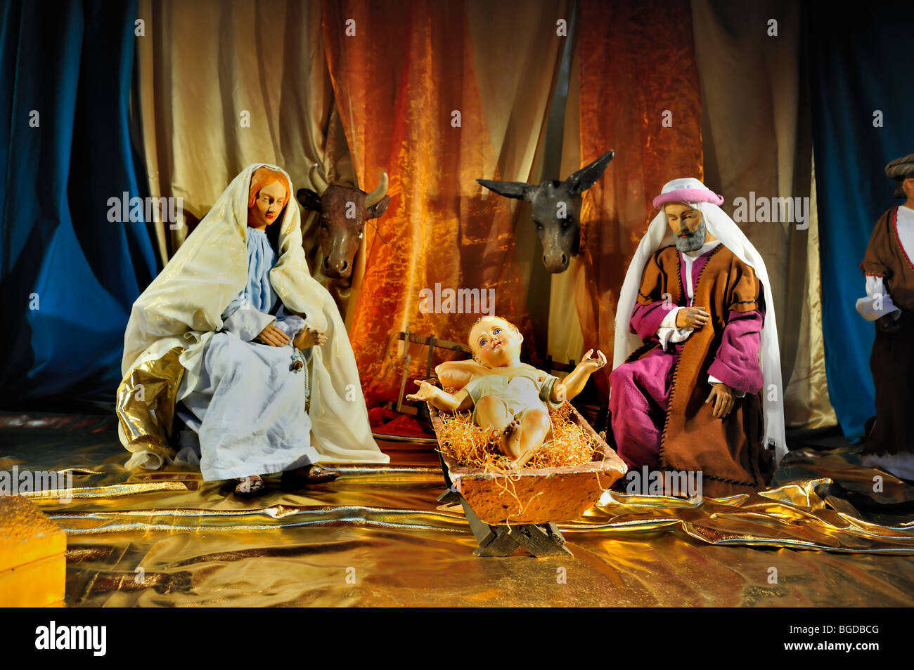 Paris, France- Crèche de Noël, crèche de Noël, sur l'affichage à l'intérieur de l'Église 