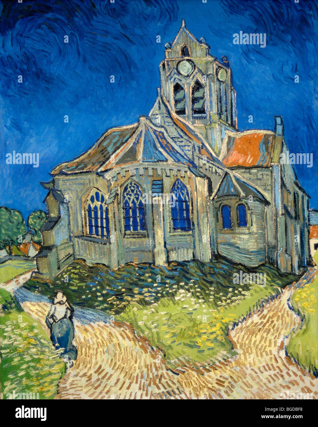 L'Eglise d'Auvers (1890) ou l'Église à Auvers, huile sur toile de Vincent Van Gogh, Musée d'Orsay, Paris Banque D'Images