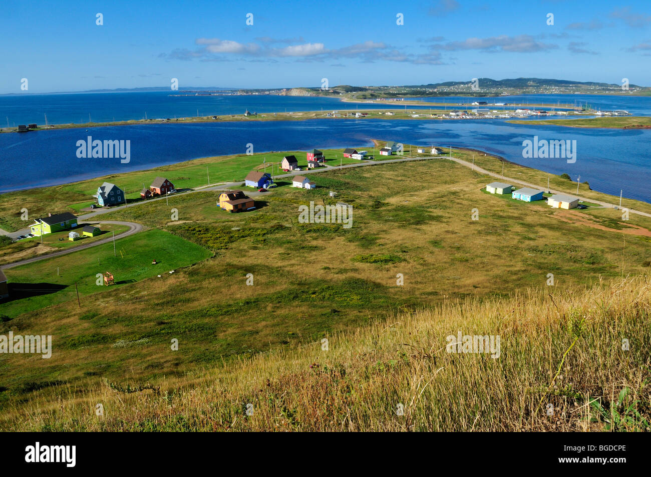 Vue de l'Ile du Havre-aux-Maisons sur l'île du Cap-aux-Meules, Îles de la Madeleine, Îles de la Madeleine, Québec, Canada Maritime, Banque D'Images