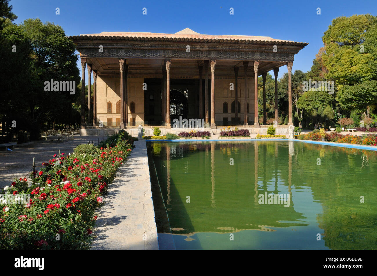 Chehel Sotoun safavide, Sotoon Palace, Site du patrimoine mondial de l'UNESCO, Ispahan, Isfahan, Iran, la Perse, l'Asie Banque D'Images