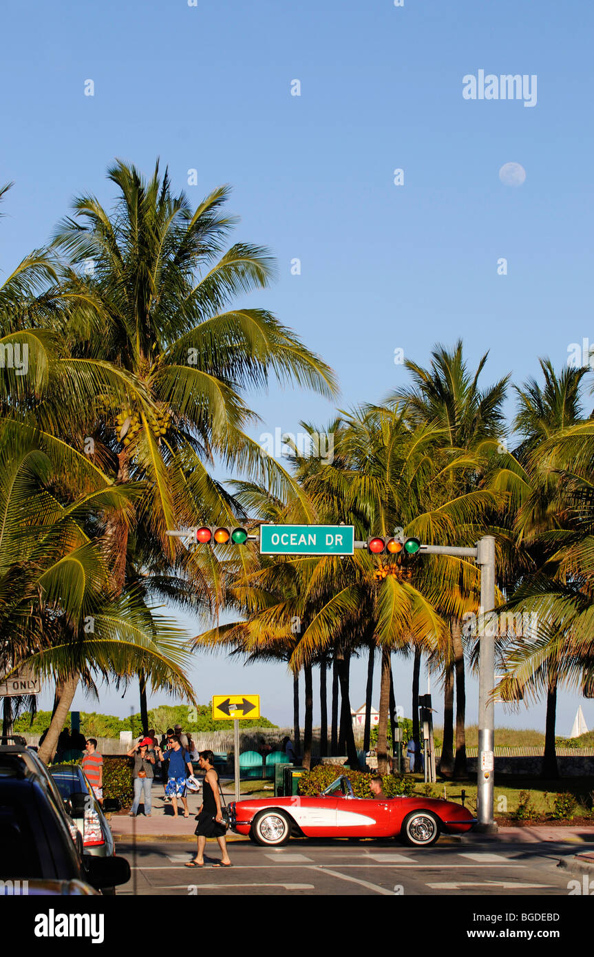 Ocean Drive, le quartier Art déco de South Beach, Miami, Floride, USA Banque D'Images