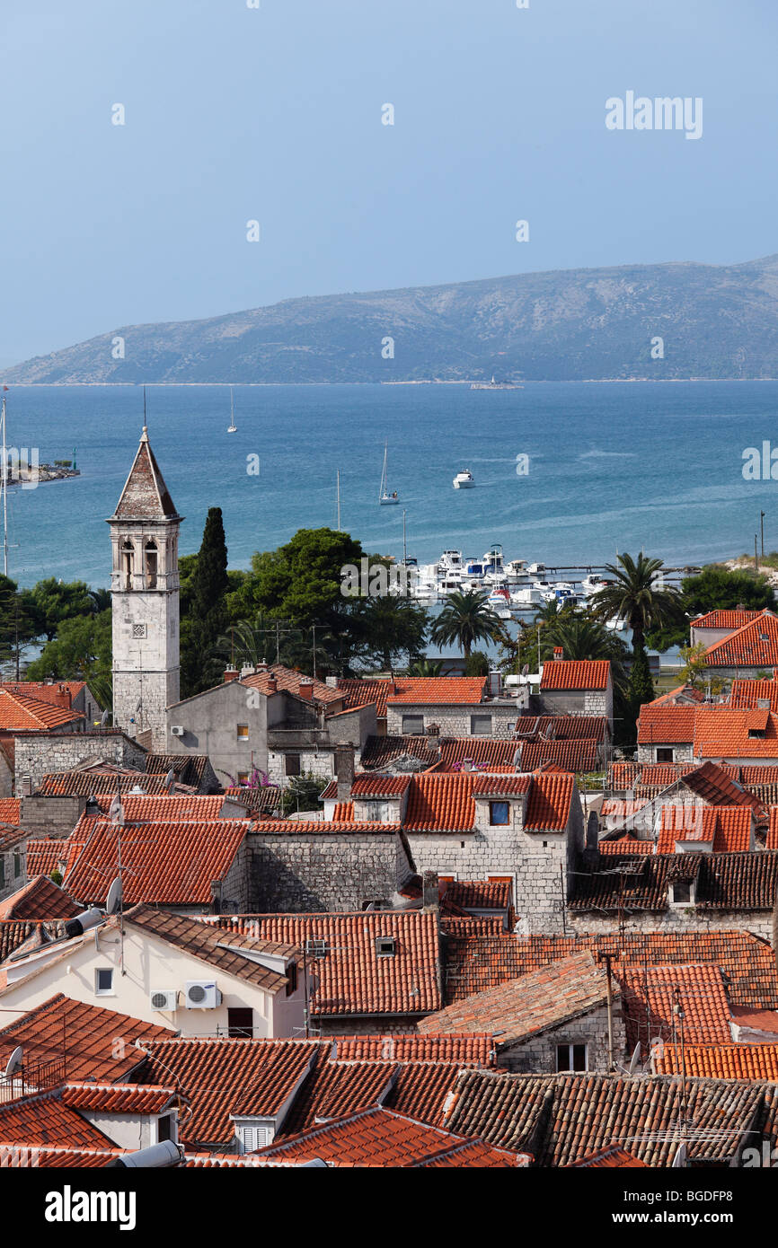 Vue depuis le clocher de la cathédrale à l'ouest, Trogir, Dubrovnik, Croatie, Europe, de l'Adriatique Banque D'Images