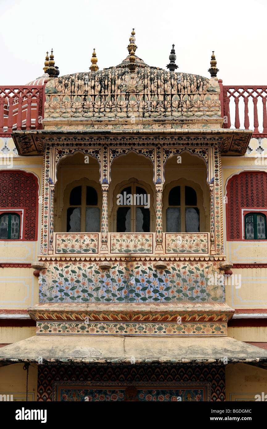 Palais de la ville, balcon, détail, Jaipur, Rajasthan, Inde du Nord, Inde, Asie du Sud, Asie Banque D'Images