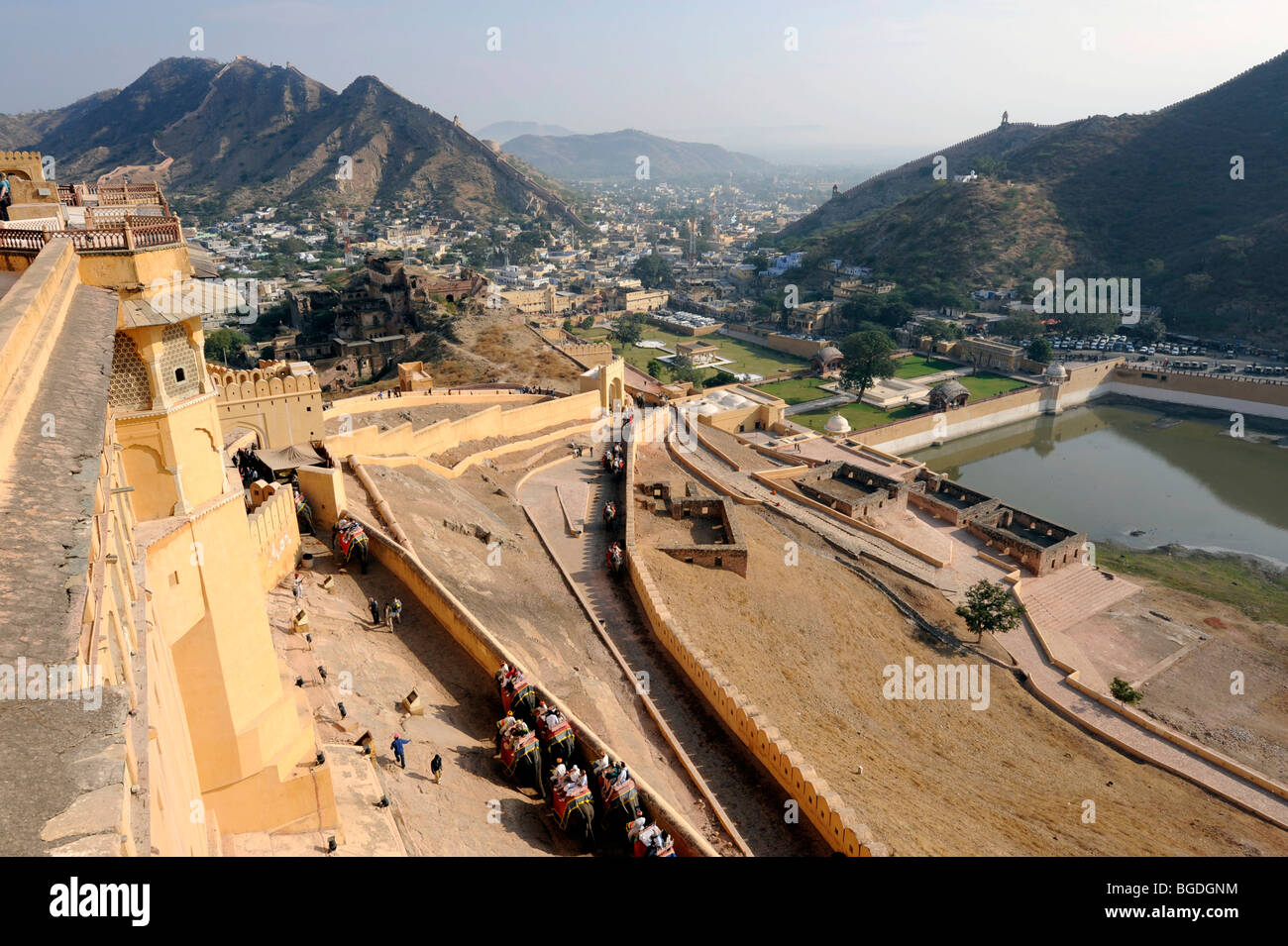 Vue depuis le palais d'Ambre, ambre, près de Jaipur, Rajasthan, Inde du Nord, Inde, Asie du Sud, Asie Banque D'Images