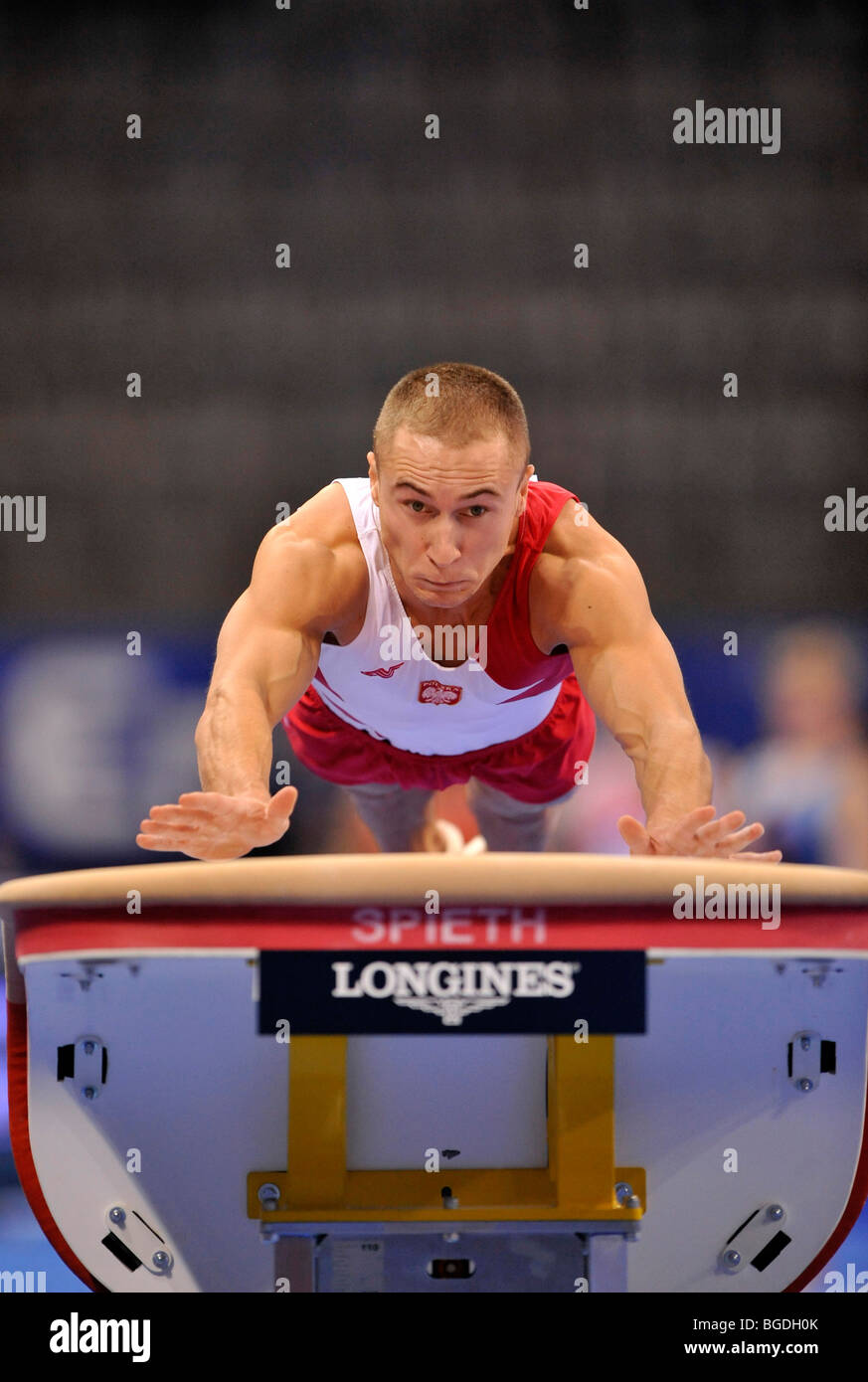 Lyszczarz Marek, Pologne, voltige, EnBW, 2009 Coupe du Monde de Gymnastique Porsche-Arena, Stuttgart, Bade-Wurtemberg, Allemagne, Europe Banque D'Images