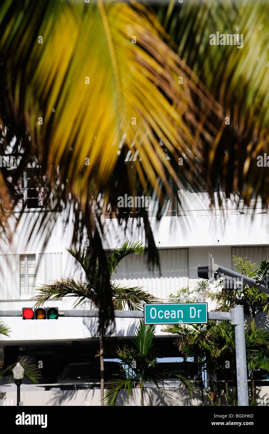 Ocean Drive, Miami South Beach, quartier Art déco, Florida, USA Banque D'Images