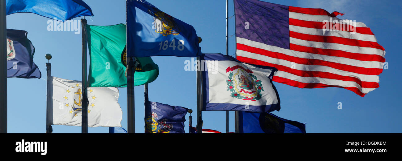 Affichage du drapeau à Brooklyn, dans l'Iowa Banque D'Images