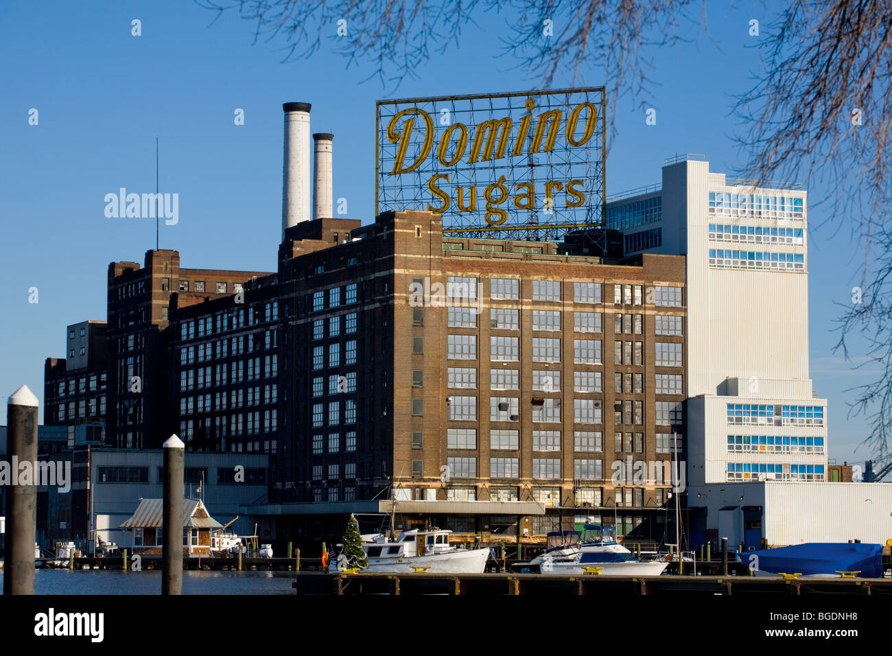 Domino Sugar Factory Baltimore, Maryland, port intérieur Banque D'Images