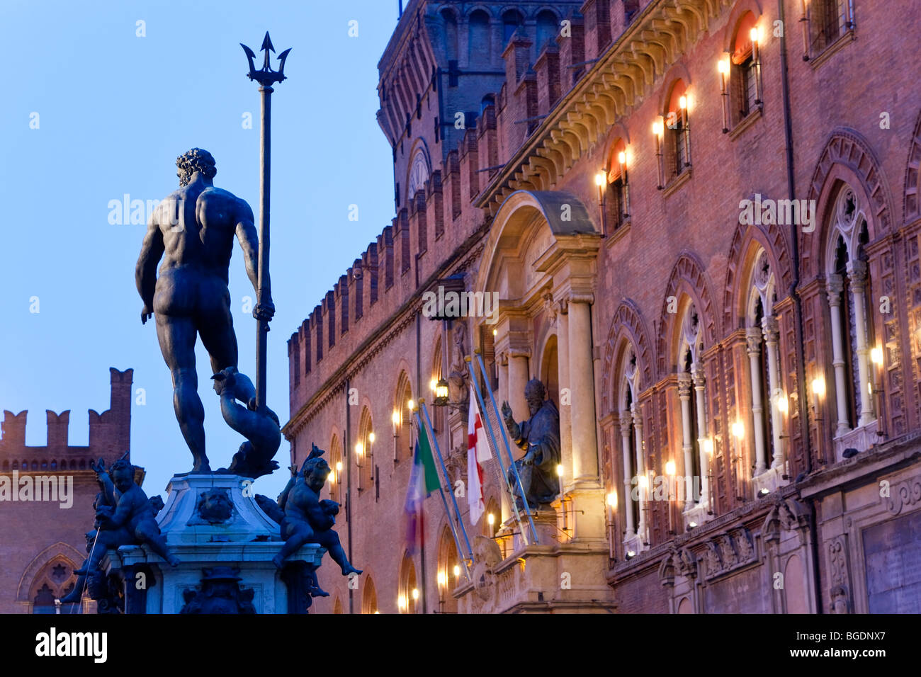 Statue de Neptune, Piazza Maggiore, Bologne, Italie Banque D'Images