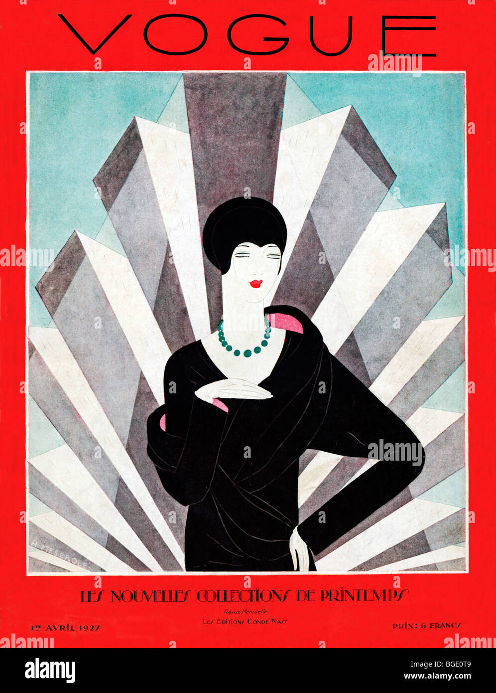 Vogue ; Avril 1927 Couverture de l'art déco fashion magazine dans son édition française sur le nouveau spring fashions Banque D'Images