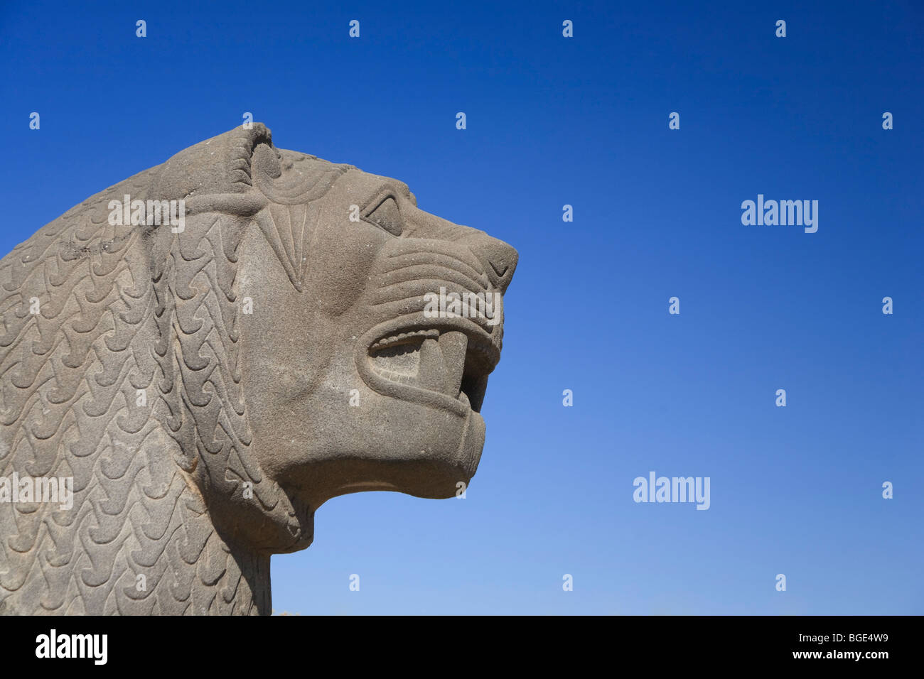 La Syrie, Alep, la 8e siècle BC temple Hittite de Ain Dara, sculpture de Lion Banque D'Images