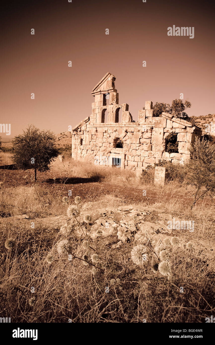 La Syrie, Alep, les villes mortes, Ruines de Deir Samaan Village Banque D'Images