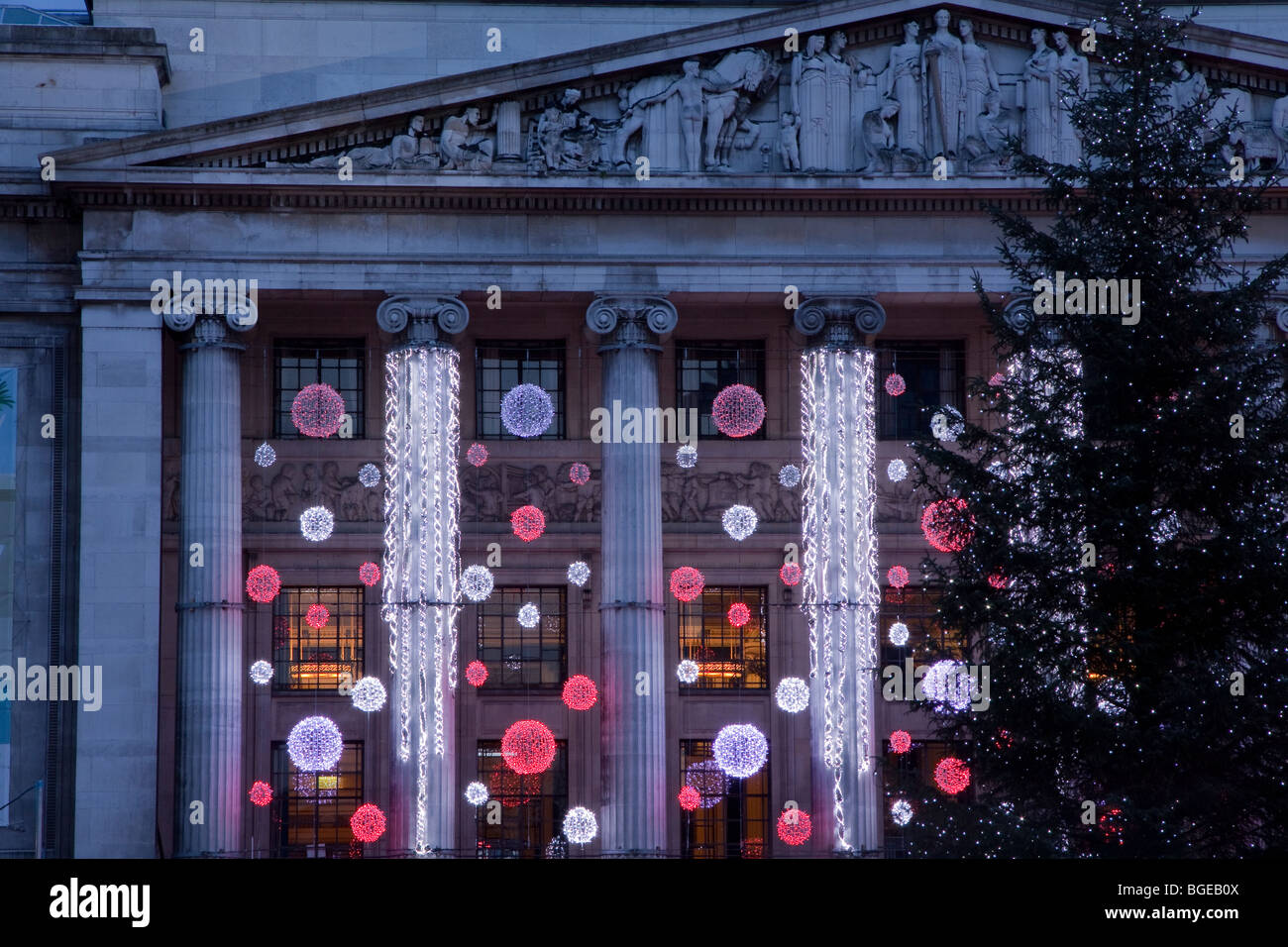Décorations de Noël sur la chambre du Conseil, Nottingham, Angleterre. Banque D'Images