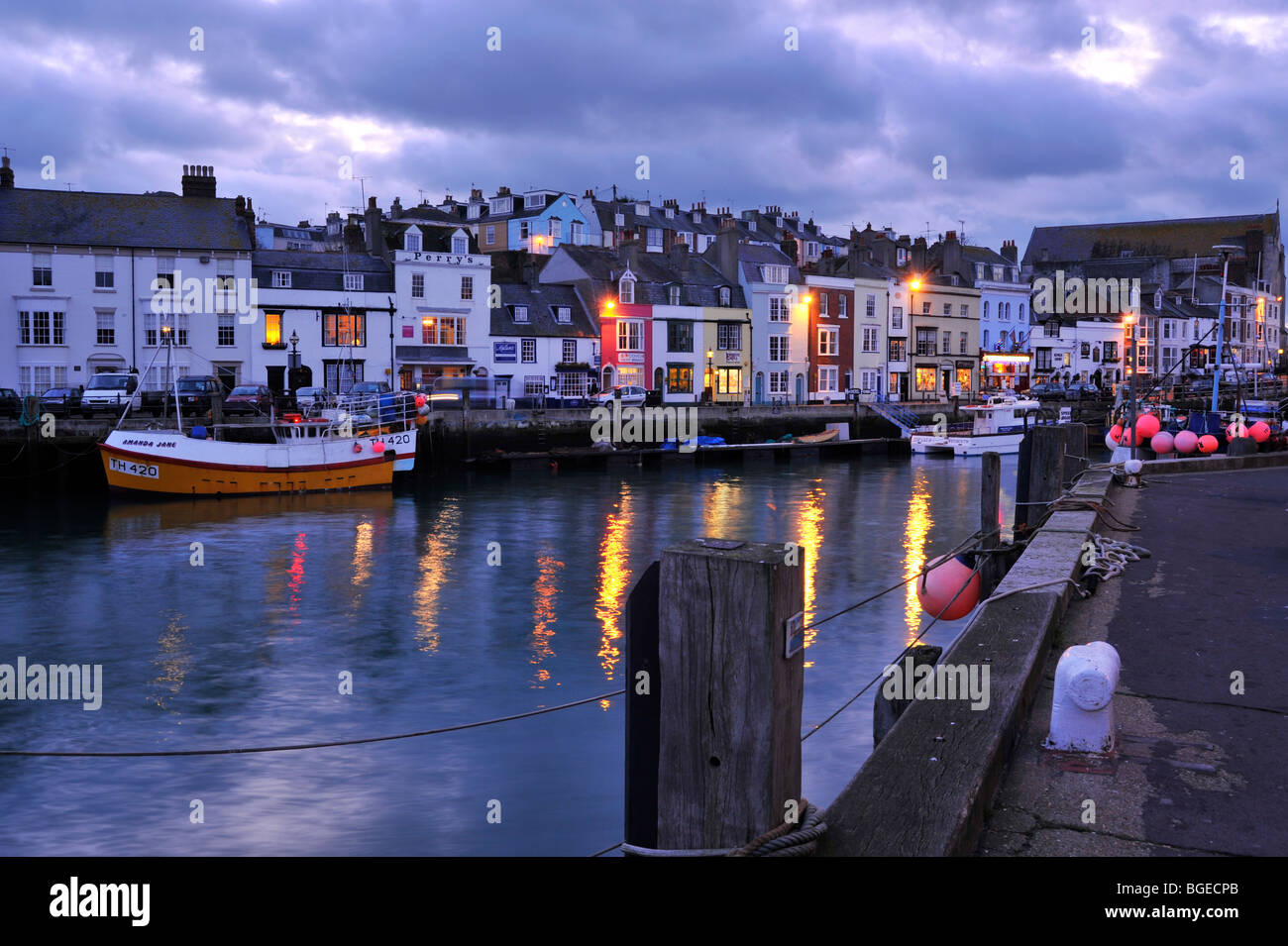 Port de Weymouth sur une soirée hivers Banque D'Images