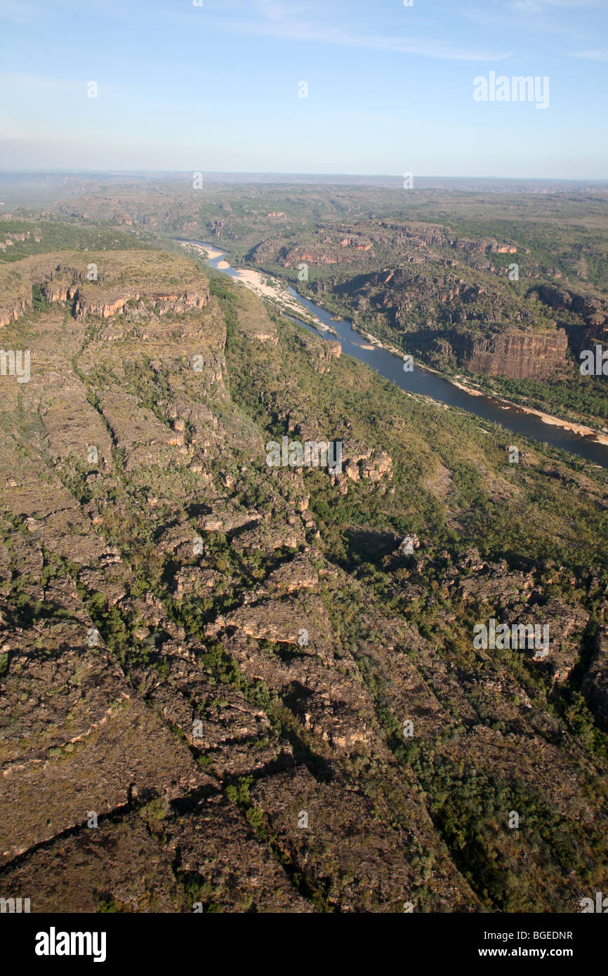 Vue aérienne de l'Est de la rivière Alligator dans le Kakadu, Territoire du Nord, Australie Banque D'Images