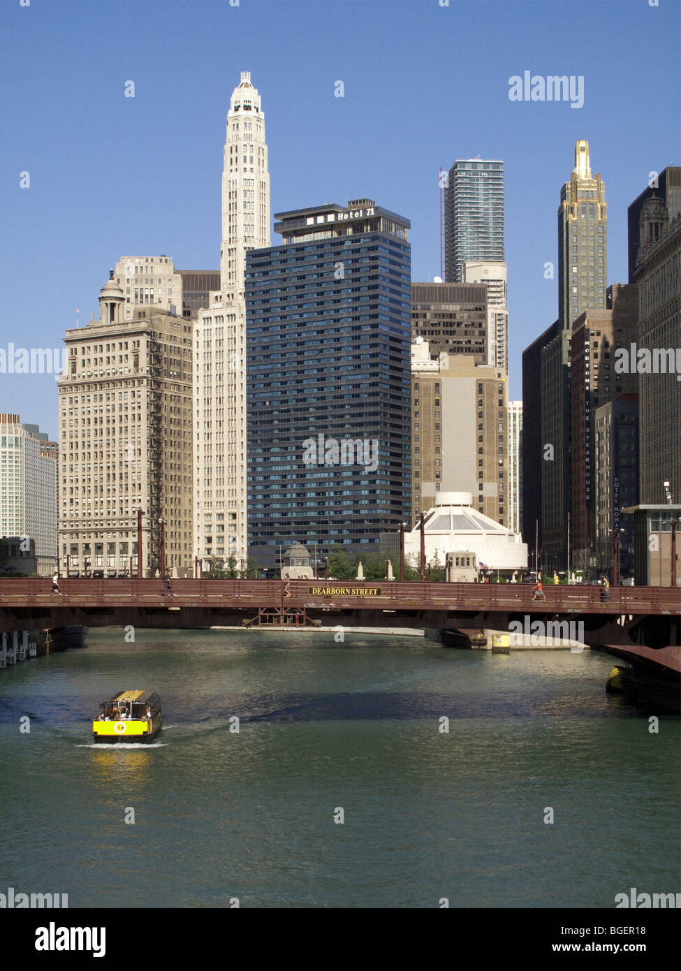L'Illinois Chicago Elk 1001 skyline de Chicago River Banque D'Images