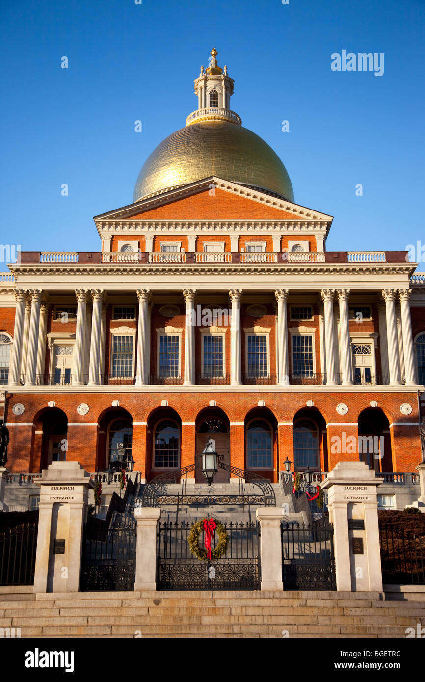 La State House à l'époque de Noël, Boston Massachusetts USA Banque D'Images
