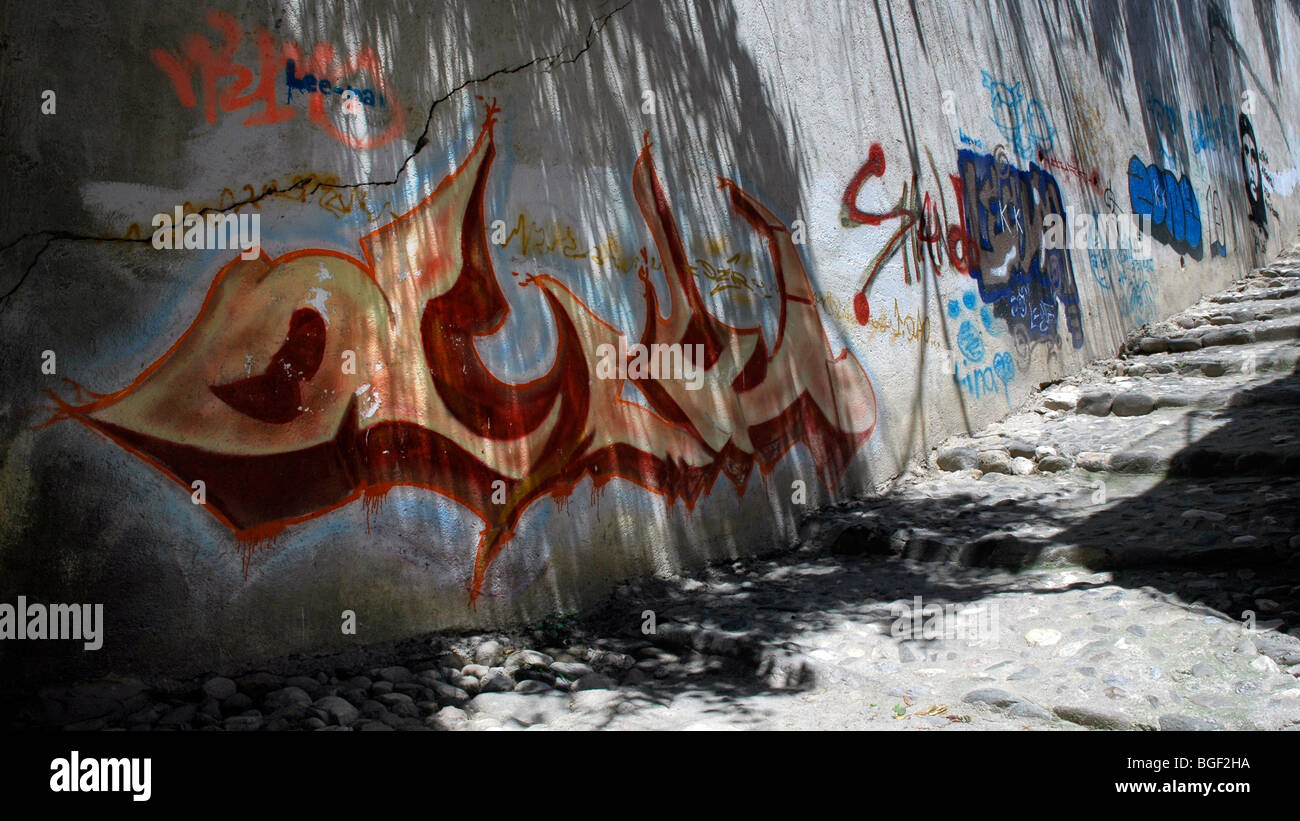 Street graffiti dans les rues de Grenade, Espagne Banque D'Images